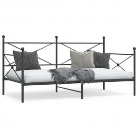 Daybed With Trundle Black Steel 42.1 x 79.9 in