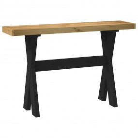 Console Table Natural, Black Solid Pine Wood Slim, Narr...