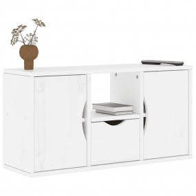 TV Cabinet White Solid Pine Wood, Engineered Wood Mediu...