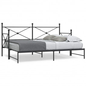 Daybed With Trundle Black Steel 29.5x74.8 in