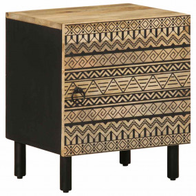 Bedside Cabinet Black Solid rough mango wood, iron Smal...