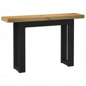 Console Table Natural, Black Solid Pine Wood Slim Durab...