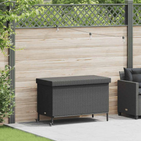 Garden Storage Box Black Poly Rattan 43.3 x 21.7 in