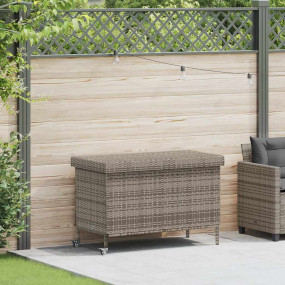 Garden Storage Box Grey PE Rattan, Powder-coated Steel