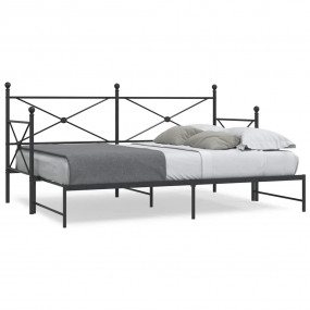 Daybed With Trundle Black Steel 35.4 x 78.7 in