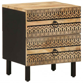 Bedside Cabinet Black Solid rough mango wood, iron Smal...