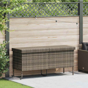 Garden Storage Box Gray PE rattan, powder-coated steel