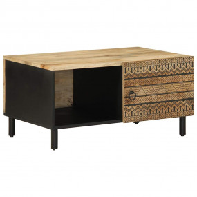 Coffee Table Black Solid rough mango wood, iron Medium