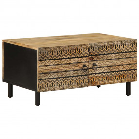 Coffee Table Black Solid rough mango wood, iron