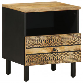 Bedside Cabinet Black Solid Mango Wood Small Bedside Ca...