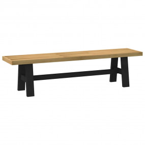 Dining Bench Natural and Black Solid Pine Wood
