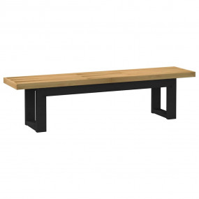 Dining Bench Natural, Black Solid Pine Wood 70.9x15.7x1...