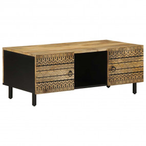 Coffee Table Black Solid Mango Wood Medium Coffee Table