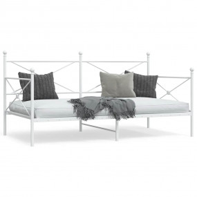 Daybed with Trundle White Steel 39.4 x 78.7 in