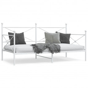 Daybed with Trundle White Steel Medium Daybed with Stor...