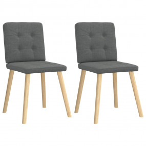 Dining Chair Set of 2 Dark grey Polyester, Metal, Wood,...