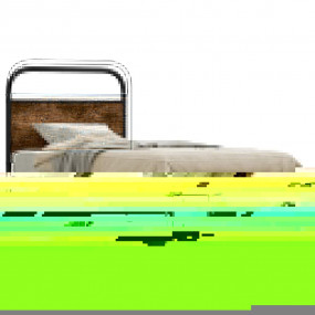 Bed Frame Smoked Oak Steel, Engineered Wood Twin Bed Fr...