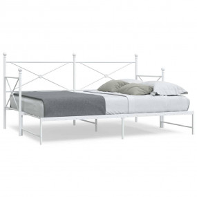 Daybed With Trundle White Steel Single to Double