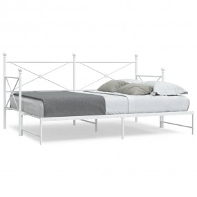 Daybed With Trundle White Steel 35.4x74.8 in for mattre...