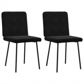 Dining Chair Set of 2 Black Velvet (100% polyester), pl...