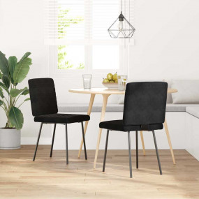 Dining Chair Set of 2 Black Velvet (100% polyester), Pl...
