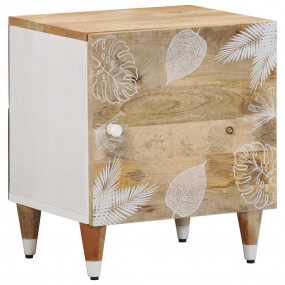 Bedside Cabinet Natural Mango Wood with White