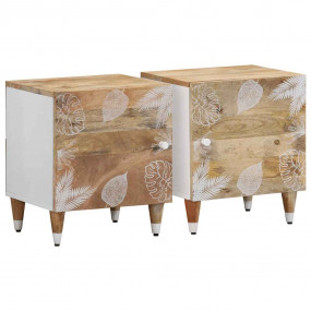 Bedside Cabinet Set of 2 Mango natural and white