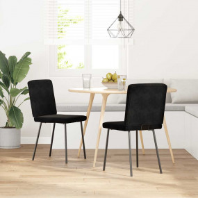 Dining Chair Set of 2 Black Velvet (100% polyester), pl...