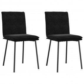 Dining Chair Set of 2 Black Velvet, plywood, metal Stan...