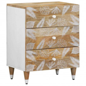 Bedside Cabinet Natural Mango with White