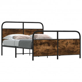 Bed Frame Smoked oak Steel Small Double Bed Frame Recta...
