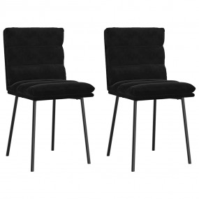 Dining Chair Set of 2 Black Velvet (100% polyester), pl...