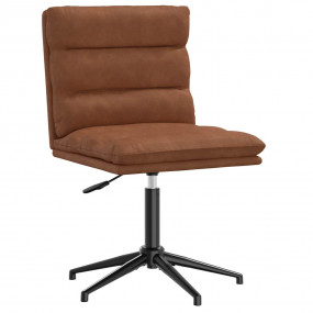 Dining Chair Brown Faux leather, plywood, metal Adjusta...