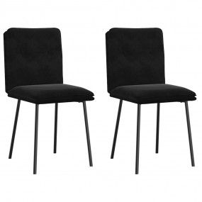 Dining Chair Set of 2 Black Velvet (100% polyester), pl...