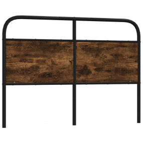 Headboard Smoked Oak Steel and Engineered Wood Fits Dou...