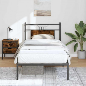 Bed Frame Smoked oak Engineered wood and steel 35.4x78....