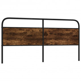 Headboard Smoked Oak Steel and Engineered Wood Double D...
