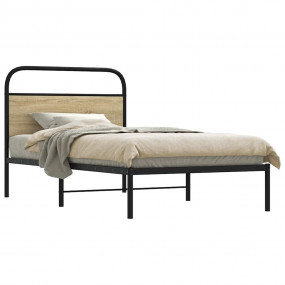 Bed Frame Sonoma Oak Steel, Engineered Wood Twin Durabl...
