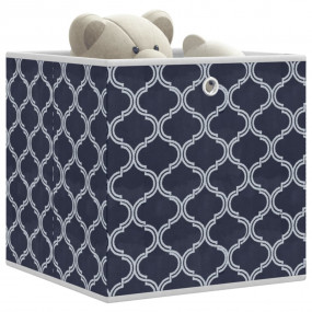 Foldable Storage Box Set of 4 Blue with lattice pattern