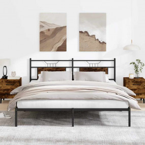 Bed Frame Smoked Oak Engineered wood and steel Double B...