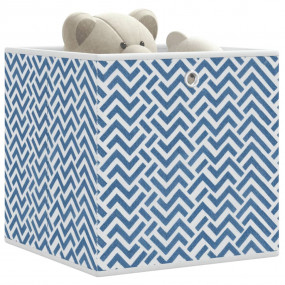 Foldable Storage Box Set of 10 Blue with chevron patter...