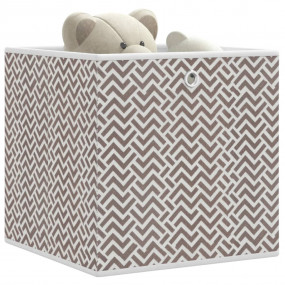 Foldable Storage Box Set of 4 Brown with chevron patter...