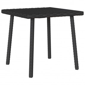 Garden Coffee Table Black PE Rattan, Powder-Coated Stee...