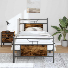 Bed Frame Smoked Oak Engineered Wood Small Single Bed F...