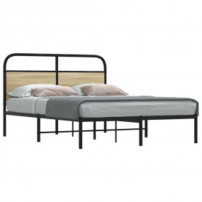 Bed Frame Sonoma Oak Steel, Engineered Wood Double Bed ...