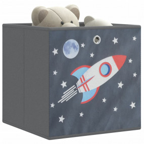 Foldable Storage Box Set of 10 Gray Non-woven fabric