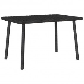Garden Coffee Table Black PE Rattan, Powder-Coated Stee...