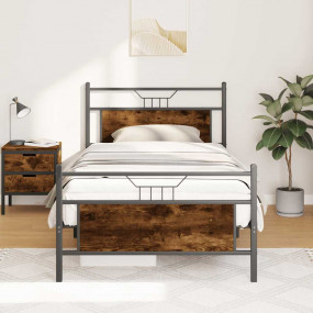 Bed Frame Smoked Oak Engineered wood Twin Twin Bed Fram...