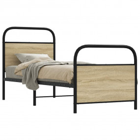 Bed Frame Sonoma Oak Steel, Engineered Wood Small Singl...