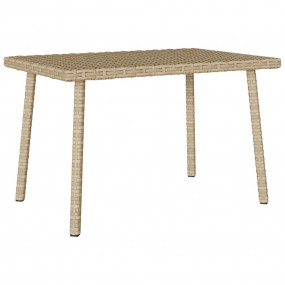 Garden Coffee Table Beige PE Rattan, Powder-Coated Stee...